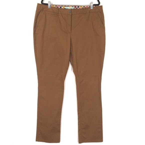 Boden Chino Pants Trousers Size US 14L Brown Stretch Cotton Casual Women's WM353 - Picture 1 of 11